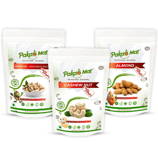 Pakaomat - 3 Dry Fruits Combo Pack (Almond + Cashew + Pistachio )