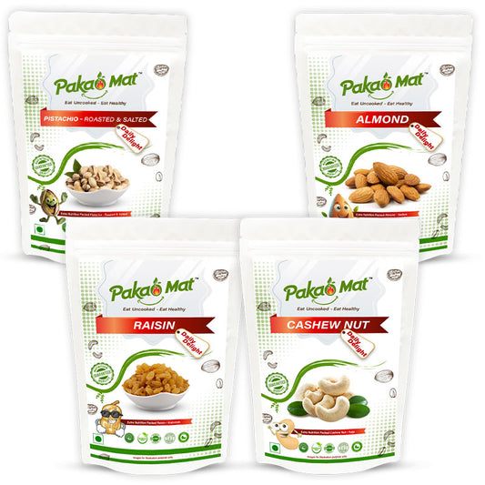 Pakaomat - 4 Dry Fruits Combo Pack (Almond + Cashew + Raisin + Pistachio )