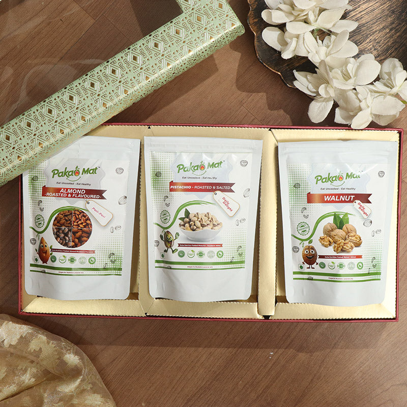 Roasted And Flavored Almond + Pistachio + Walnuts (Akhrot) ( 100 gm Each )