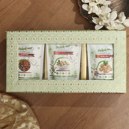 Roasted And Flavored Almond + Pistachio + Walnuts (Akhrot) ( 100 gm Each )