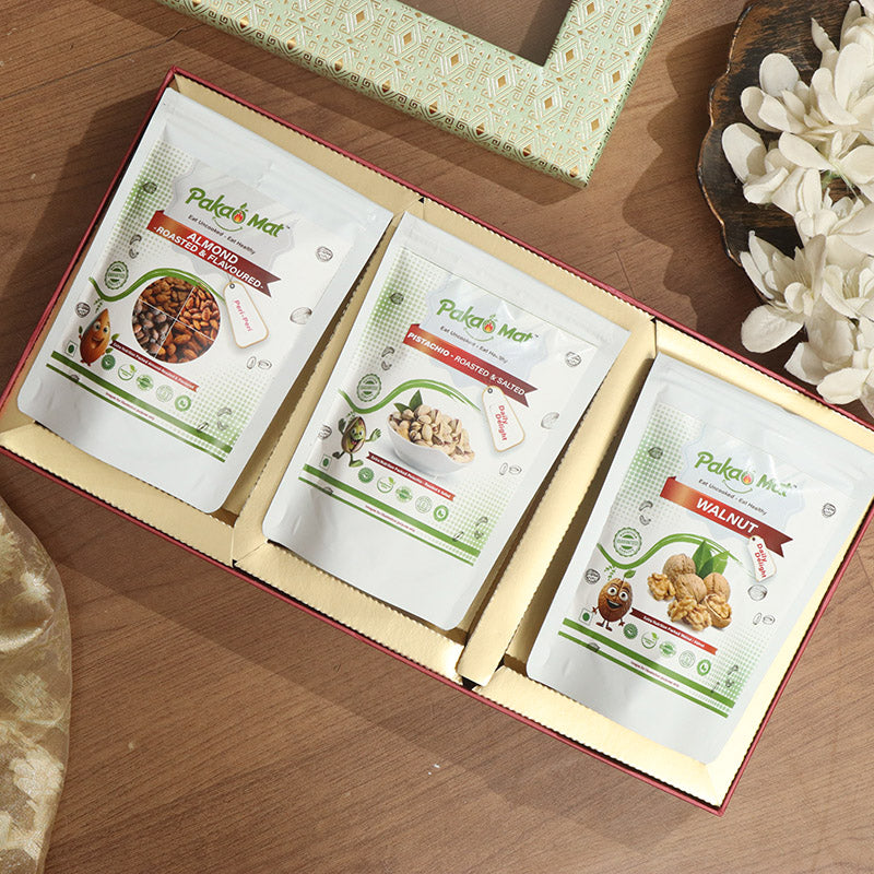 Roasted And Flavored Almond + Pistachio + Walnuts (Akhrot) ( 100 gm Each )